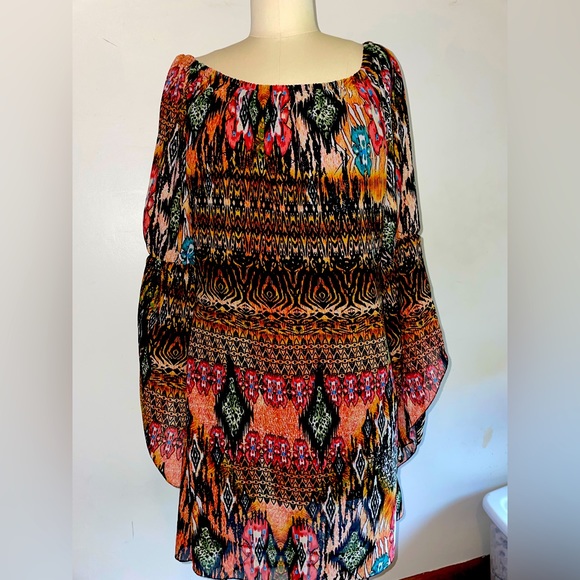 Multi Color Multi Pattern Boho Lightweight Dress - Picture 1 of 7